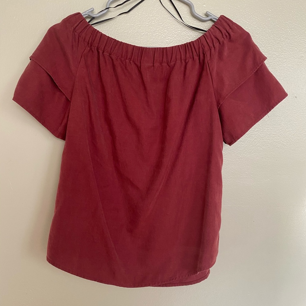 Maroon Suede Off the Shoulder
